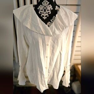 Elegant White Blouse whimsy Goth scandi girl